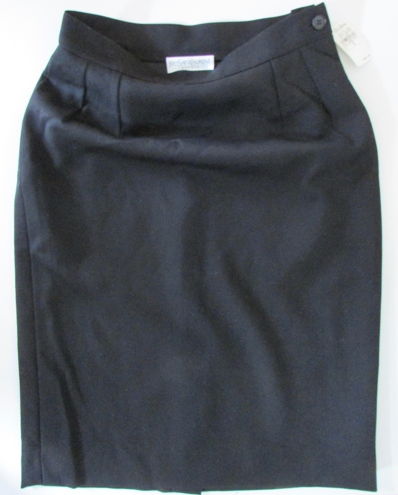 $305 Yves Saint Laurent Neiman Marcus gonna di lana nera linea A taglia 6 nuova con etichetta