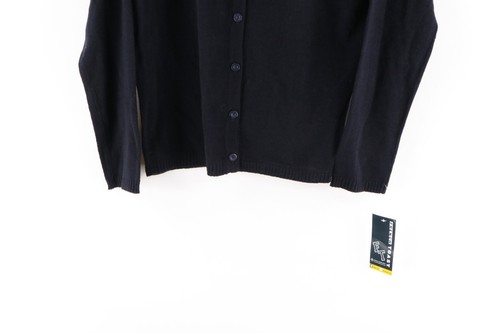 NOS Vintage Youth Size 16 School Uniform Button Knit Cardigan Sweater Navy Blue - Picture 3 of 8