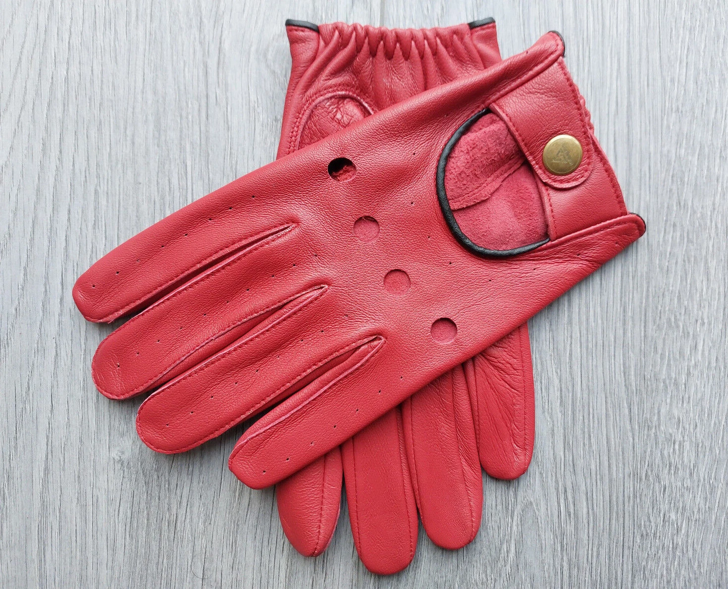 Driving gloves Leather Mens Car Ebiker Gift Fashion Luxurious softsheep skin red