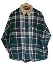Vintage Woolrich Men s Green Plaid Flannel Long Sleeve Button Up XL Shirt