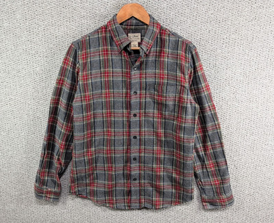 LL BEAN Stewart Plaid Tartan Flannel Worker Outdoor Slim Fit Button Shirt M
