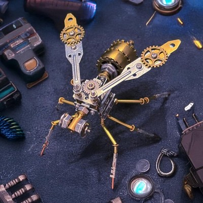 Mechanical Wasp Model Steampunk Insect Sculpture,3D Metal Model Kits, DIY Pro...