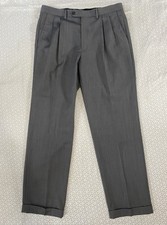 Lauren Ralph Lauren Dress Pants Mens 34x32 Gray Wool Straight Leg Pleated Cuffed