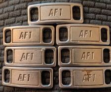 Lot 7 Nike AF1 Replacement Lace Tags Shoe Badge Silver Air Force Ones Genuine
