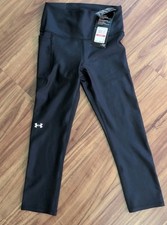Leggings capri de compresión Under Armour HeatGear tiro alto negros XS envío gratuito