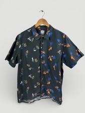 Paul Smith Floral Print Short Sleeve Shirt Mens Black Large Summer Organic