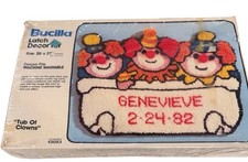 Bucilla Tub Of Clowns Latch Hook Rug 20x27" Canvas Pattern 12380 Birth Announcem