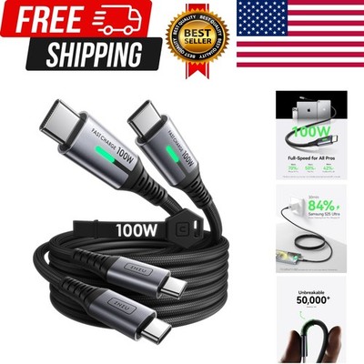 USB C Cable 6.6ft 2-Pack 100W USB C to C Fast Charging Cord Braided Type C Ch...