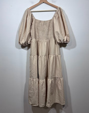 Boohoo Womens Tiered Smocked Maxi Dress Size 18 Coquette Milkmaid Cottagecore