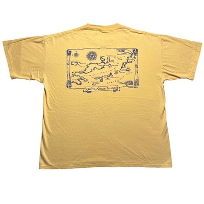 Vintage 90s British Virgin Islands Map T Shirt Mens XL Yellow Cal Cru BVI Tee