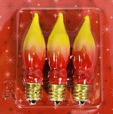 3 Flame Bulbs 7W Orange for Christmas Electric Window Candle Candelabra Base DH