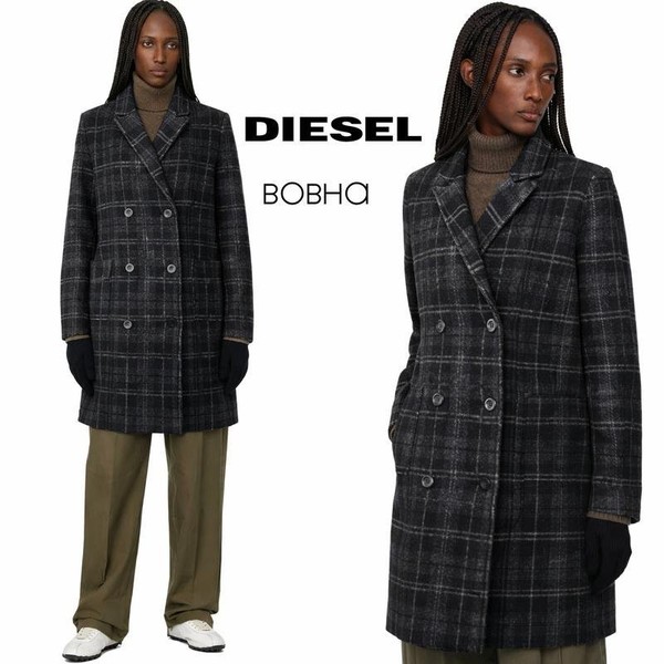 Women Diesel Coat Black Cotton S