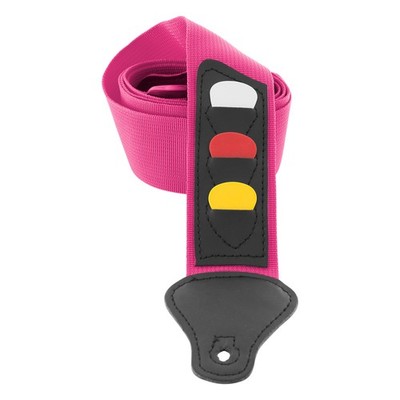 Rosa Gitarrengurt mit Plektrenhaltern