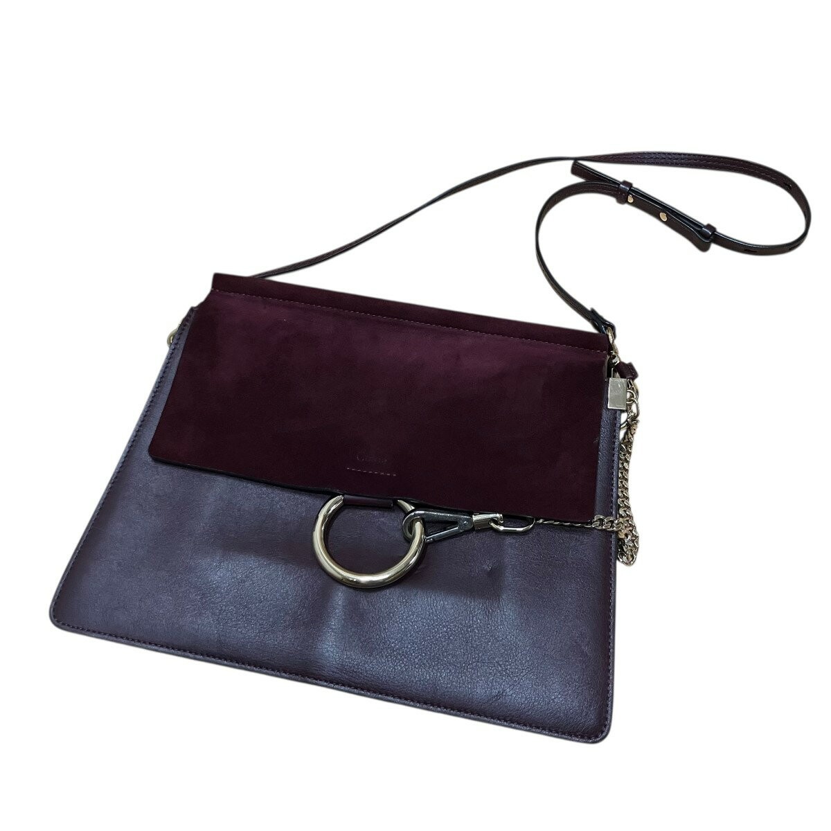 Chloe Shoulder Bag Purse Suede Leather Burgundy Authentic
