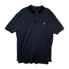 Polo Ralph Lauren Polo Shirt Mens Size XL Navy Blue Striped White Pony Preppy