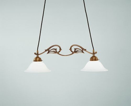 Pendelleuchte Esszimmer Messing Glas E27 2-Flammig L:68 Cm Esstisch HäNgelampe-image