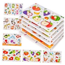 Wooden Peg Puzzles for Toddlers 1-3, 6 PCS Toddler Puzzles Set Vegetables,