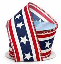 Stars Stripes Patriotic Ribbon - 2 1/2" x 10 Yards, Red White Blue, American
