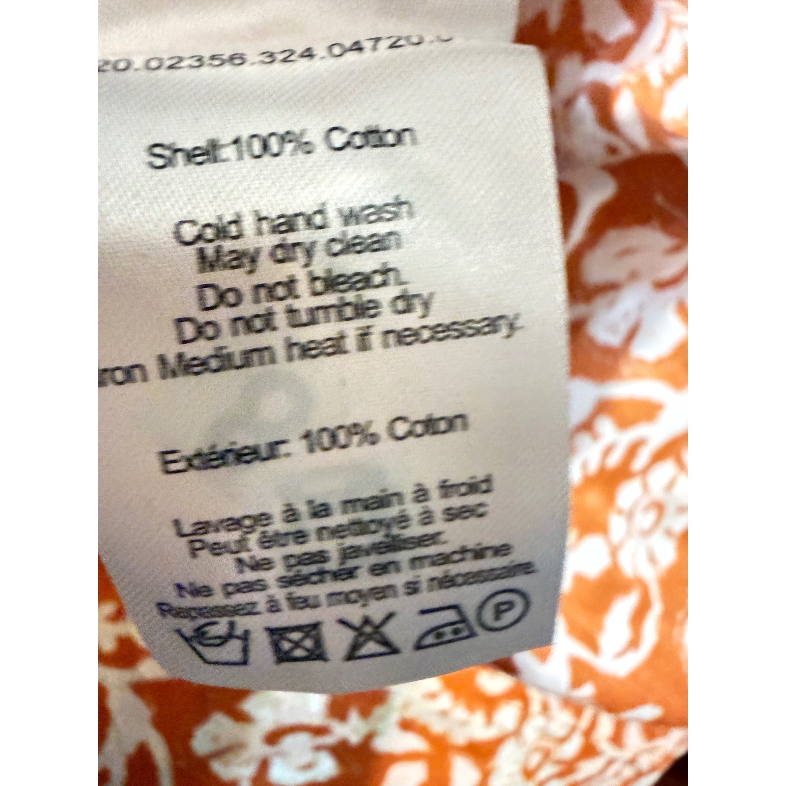 RIXO Maxi Skirt Womens XL Orange White Floral Cotton High Waist A-Line Pockets image 5