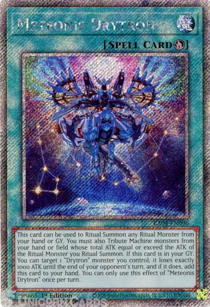 RA04-EN096 Meteonis Drytron : Platinum Secret Rare 1st Edition Mint YuGiOh Card
