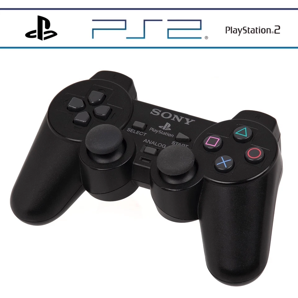 Zwei / 2x PlayStation ORIGINAL Dualshock 2 PS2 Controller GamePad Schwarz 🎮🎮✅ - Bild 3 von 4
