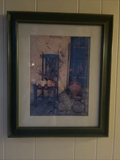 Bouquet Of Flowers On Blue Chair Oil Painting