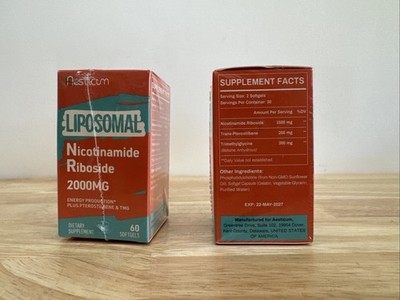 2x Nesticum Liposomal Nicotinamide Riboside 2000mg 60ct (120 Total) EXP: 05/2027