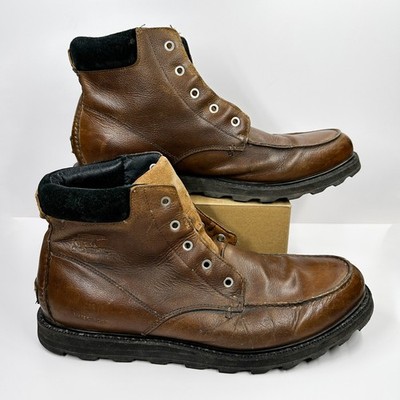 Sorel Madson II Moc Toe Boots Tobacco Brown Leather Waterproof | Mens Size 13
