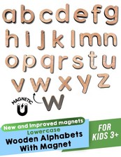 Wooden Alphabet Magnets, Magnetic Letters, 3 Lowercase