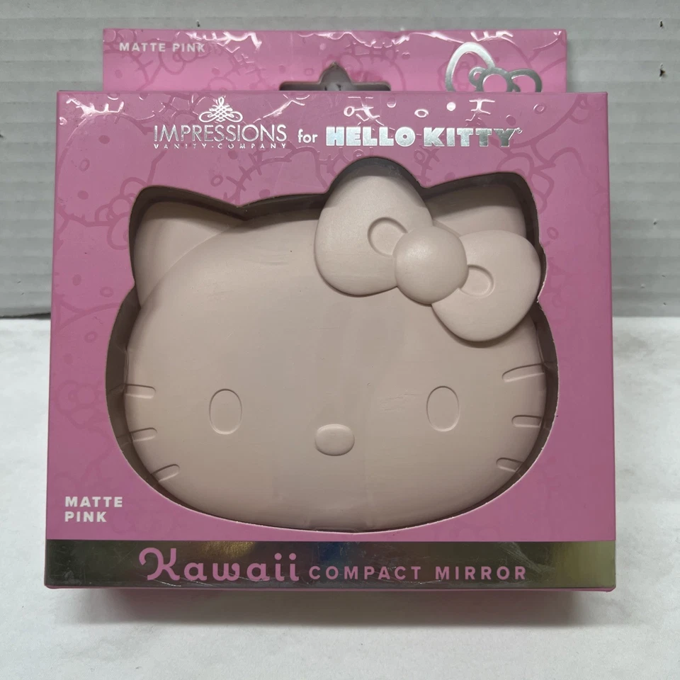 New Hello Kitty Kawaii compact LED Lighting Magnifying mirror Matte Pink - Image 3 of 4