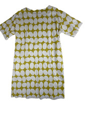 Uniqlo UT Dress Womens Small Finlayson Yellow White Oval Pocket Patterned Shift