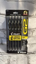 Pilot G2 Retractable Gel Pens Fine .7mm  Point Black Ink (31078)  ( 5 Pack ) New
