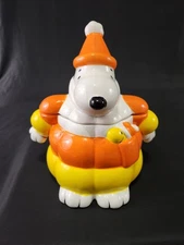 Peanuts Snoopy Woodstock Candy Corn Puffer Jacket Cookie Jar Zrike Brands 10.5”