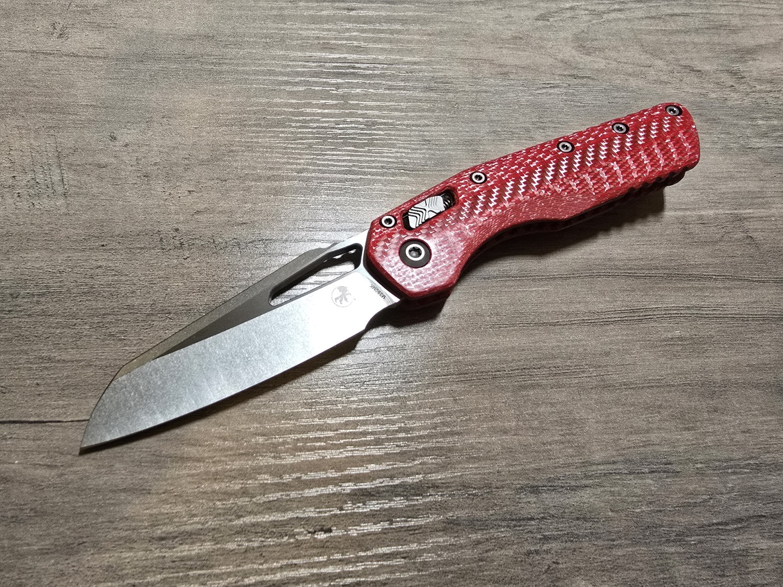 MicrotechMSIRamlokPolishedRedTwillCarbonFiberScales(KnifeNOTINCLUDED)