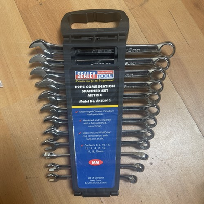 #ad SEALEY 12 Piece Premier Metric Combination Spanner Wrench Set amp; Rack AK63012 GBP 25.00