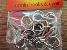 10xHooks & 1 Eyes for Net Curtain Wire Silver Chrome Screws Fittings Window Door