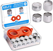 Kitchen Faucet Aerator Replacement, Anti-Splash with Multi-Size Wrench, 10 Pack