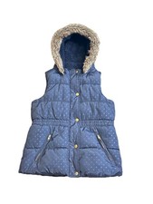 Navy Girls Gillet sleeveless coat body warmer 9-10 years hooded TU 134cm - 140cm