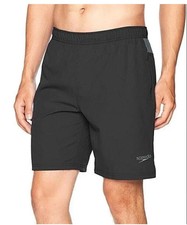 NWT Speedo Tech Volley Swim Shorts, Black/ Dark Gray/Blue-M/XL
