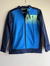 Under Armour Kids Boys Light Jacket Blue Zipper Size Youth Medium Very Good Cond