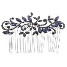 Lurrose Wedding Hair Comb Blue Rhinestone Hair Comb Hairpin Bride Vintage Flower