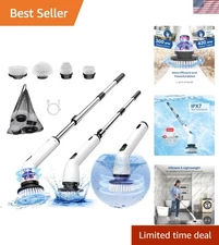 Electric Spin Scrubber, Full-Body Waterproof Cordless Shower Scrubber with 4 ...