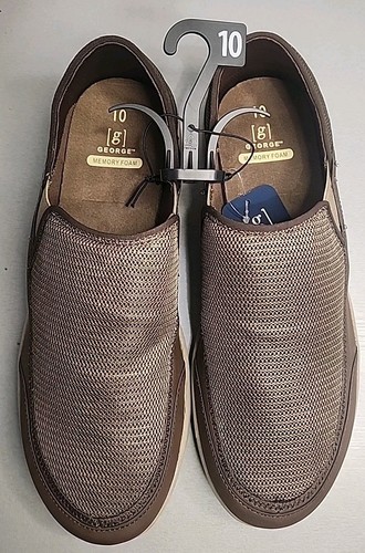 Zapatos convertibles informales de malla marrón George para hombre talla 10 con espuma viscoelástica - Imagen 1 de 4