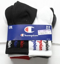 Champion Boys Lightweight 6 Pair Crew Socks BM7 Mulitcolor Size 3Y-5Y NWT
