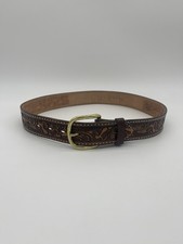 TONY LAMA 19588 Hand Tooled Leather Brown Belt Size 30 Personalized Name JERI