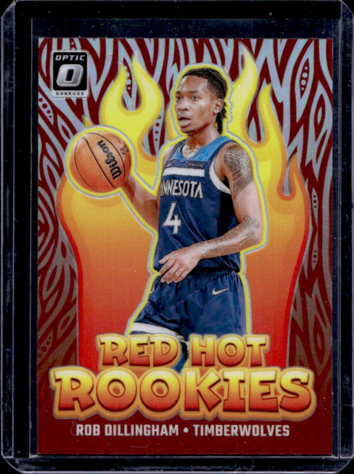 2024-25 Donruss Optic Rob Dillingham Red Hot Rookies Holo RC #7 Timberwolves