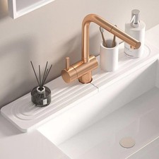 Stone Faucet Mat for Kitchen Sink, 15.7'' Long Absorbent Diatomite Sink Fauce...