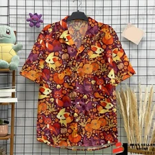 Vulpix Hawaiian Shirt Button Up Shirt Pokemon Anime Hawaiian Shirt