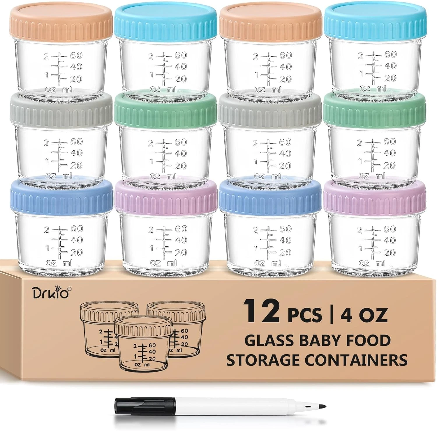 12 Pack Glass Baby Food Storage Containers 4 Oz Baby Food Jars W/ Lids Baby Food
Opens in a new wind