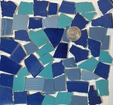 Hand Cut China Mosaic Tile Art Supplies - Mixed Shades of Blue Tiles F375c